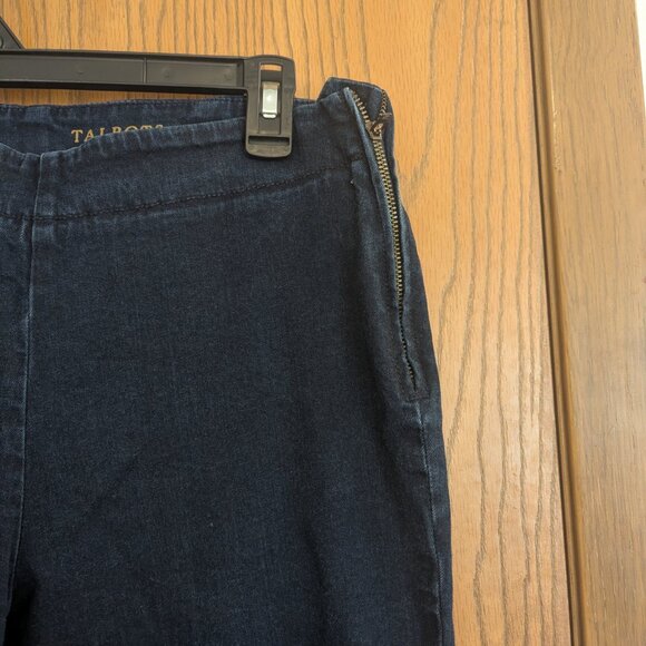 Talbots Stretch Side Zip Tapered Pull on Dark Wash Jeans-Size 8 Ankle - Picture 2 of 5
